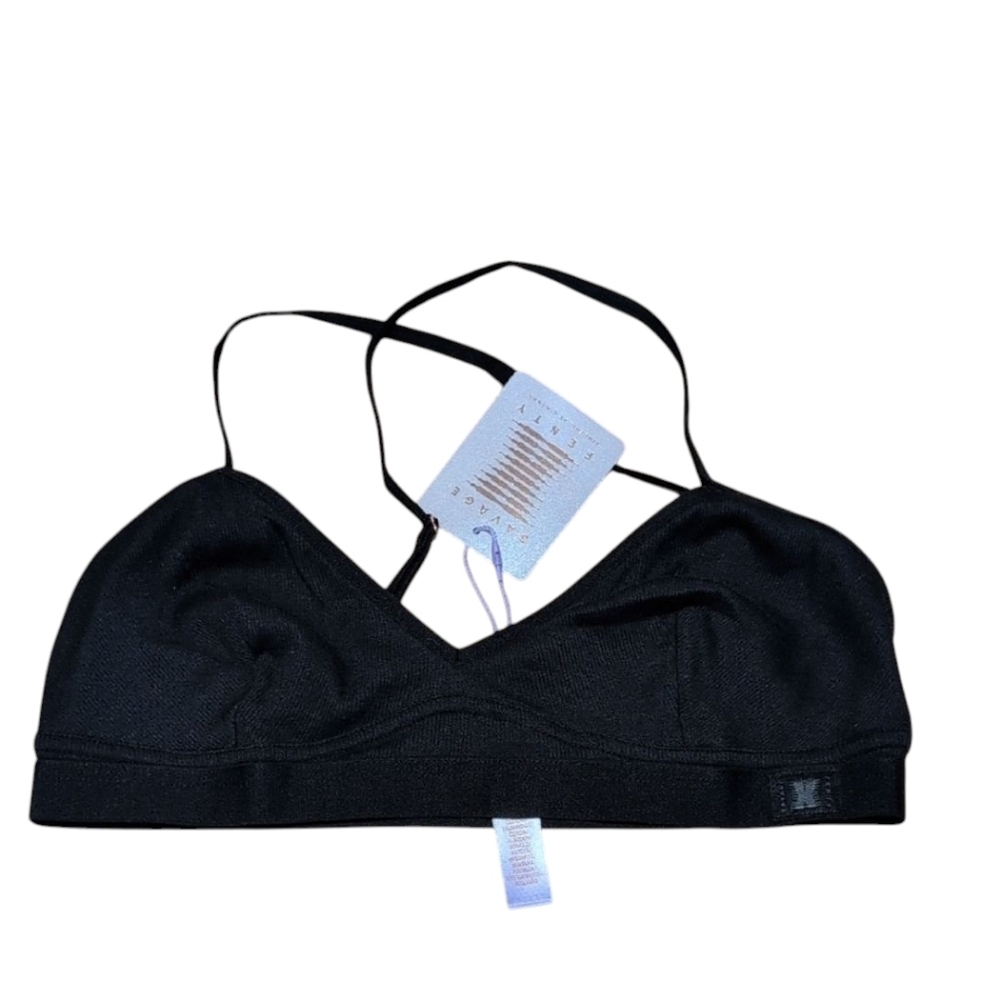 Savage X Fenty Rib Essentials Unlined Bralette in Black Size L